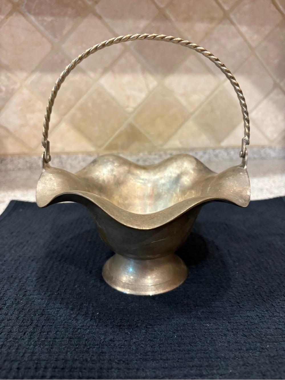 Vintage Silver Plated Basket Candy Dish